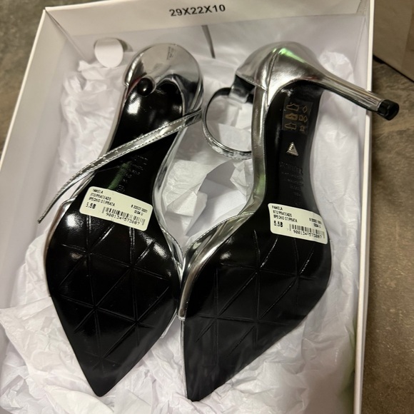 Schutz Pamela Heels silver Claro shoes stilettos party Revolve NEW Sz 5.5 - Picture 7 of 11